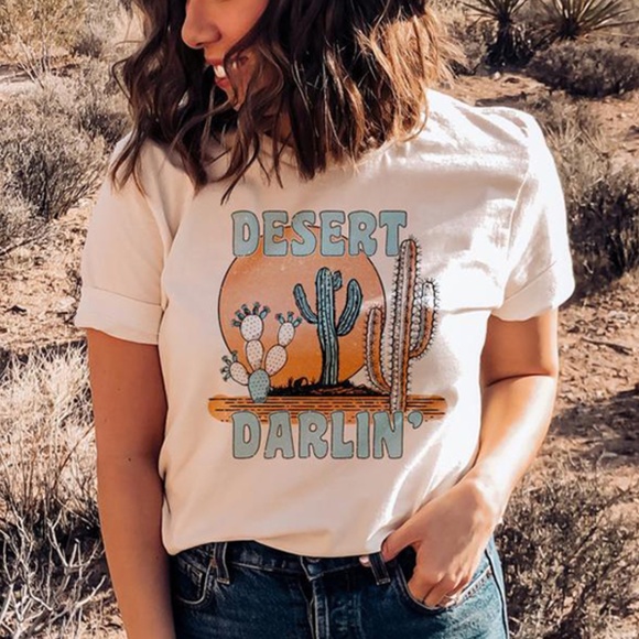 Bellanblue Tops - Cream Desert Cactus Darlin’ 80s Graphic Tee